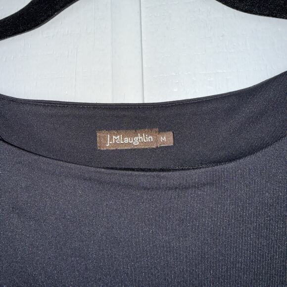 J. McLaughlin Women’s Naja Sage Sheath Dress Black Catalina Cloth Ruched Size M - Picture 4 of 5